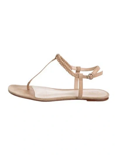 Pre-owned Porte & Paire Suede Sandals In Neutral