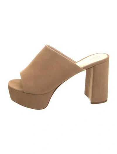 Pre-owned Porte & Paire Suede Slides In Neutrals
