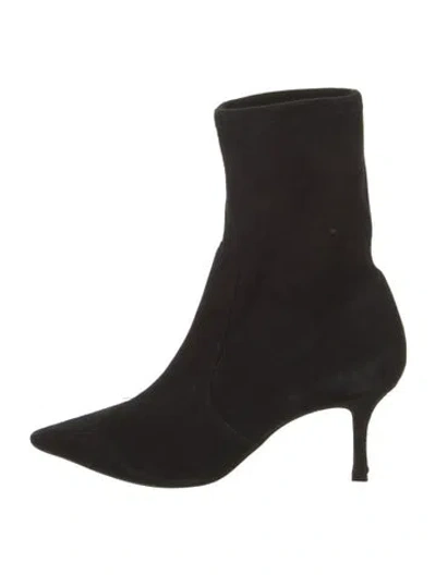 Pre-owned Porte & Paire Suede Sock Boots In Black