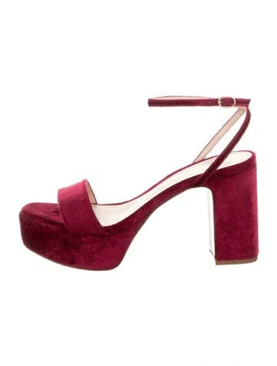 Pre-owned Porte & Paire Velvet Sandals In Burgundy