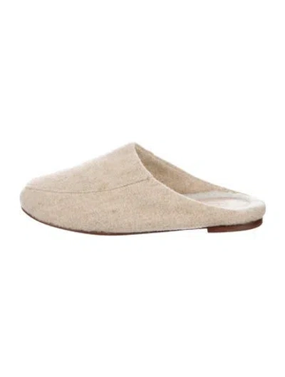 Pre-owned Porte & Paire Wool Mules In Neutrals