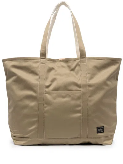 Porter Beige Cotton Tote Handbag For Men In Tan