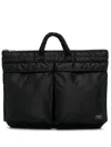 PORTER BLACK 2-WAY BRIEFCASE WITH SILVER-TONE HARDWARE FOR MEN