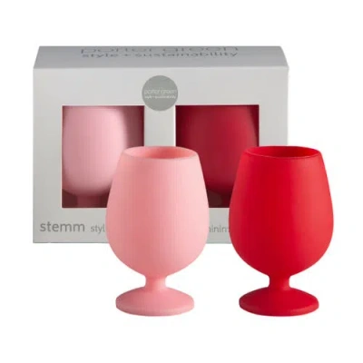 Porter Green Stemm |silicone Unbreakable Wine Glasses In Red