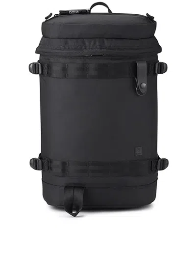 Porter International Black Backpack Rectangular Structured Nylon Backpack In Grey