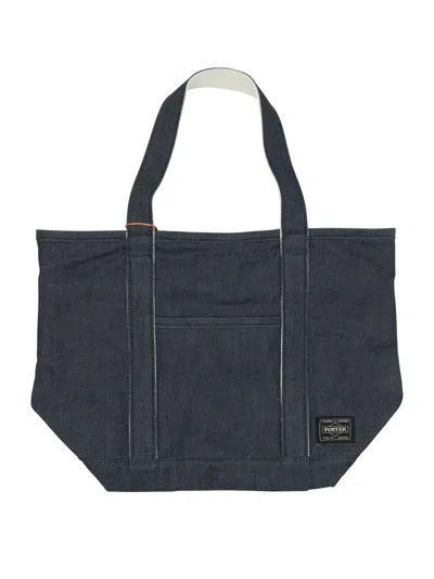 Porter Yoshida Blue Cotton Shoulder Bag