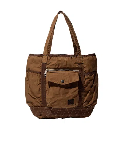 Porter-yoshida & Co Crag Top Snap Handle Bag In Brown
