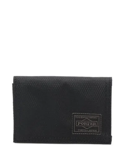 Porter-yoshida & Co Logo-patch Card Case In Black
