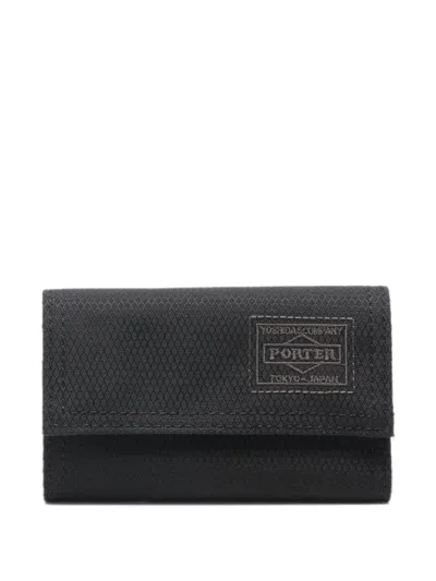Porter-yoshida & Co Logo-patch Trifold Key Case In Black