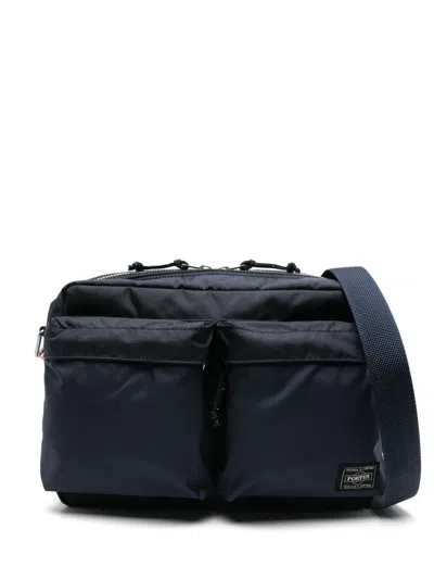 Porter-yoshida & Co Logo-tag Shoulder Bag In Blue