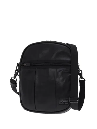 Porter-yoshida & Co Zip Leather Shoulder Bag In Black