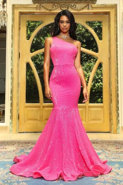 Portia And Scarlett 22349 Long Fitted Prom Dress In Pink