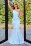 Portia And Scarlett 22350 Long Mermaid Prom Dress In Blue