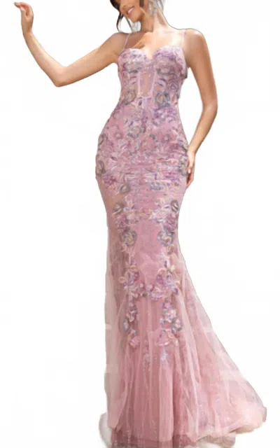 Portia And Scarlett Beaded Corset Dress In Blush In Pink