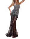 Portia And Scarlett Ps25210 Beaded Prom Long Fitted Formal Dress In Gray