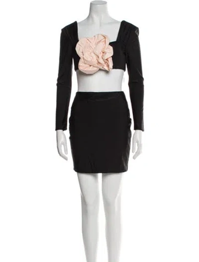 Pre-owned Portia And Scarlett Colorblock Pattern Pleated Accents Skirt Set W/ Tags In Blue