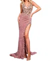 Portia And Scarlett Cut Glass Sequin Prom Dress In Dusty Rose In Pink