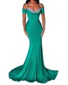 Portia And Scarlett Diamond Sweetheart Neckline Gown In Emerald In Green