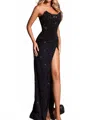 Portia And Scarlett Embellished Strapless Couture Gown In Black In Black