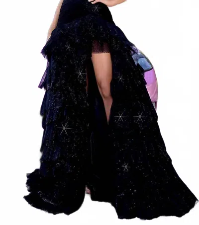 Portia And Scarlett Enchantress Tiered Tulle Gown In Black