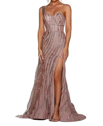 Portia And Scarlett Evening Dress In Rose Gold In Pink