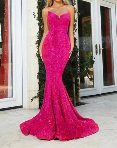 Portia And Scarlett Fit And Flare Prom Dress In Hot Pink