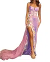 Portia And Scarlett Floral Ornate Corset Prom Dress In Purple In Purple