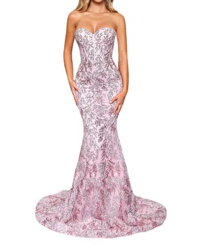 Portia And Scarlett Mermaid Glitter Prom Dress In Pink