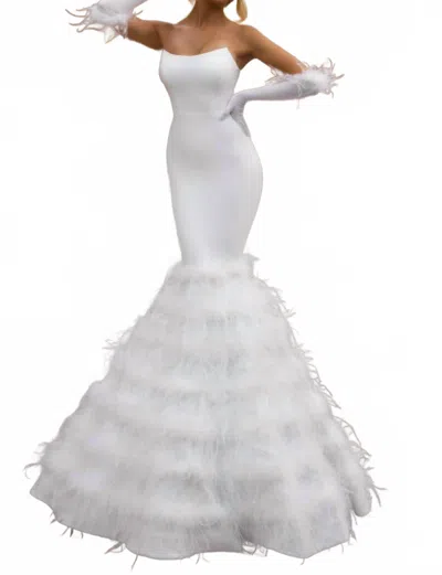 Portia And Scarlett Figure-hugging Mermaid Style Dress In Ivory In Multi