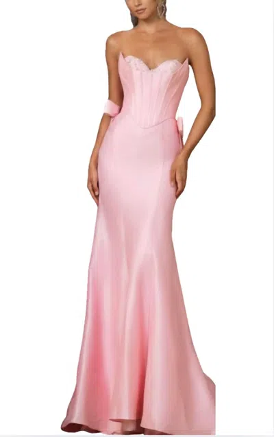Portia And Scarlett Mermaid Gown With Detachable Side Bows In Light Pink