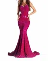 Portia And Scarlett Strapless Long Prom Dress In Magenta In Pink