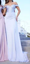 Portia And Scarlett Off Shoulder Trumpet Gown In Ice In Blue