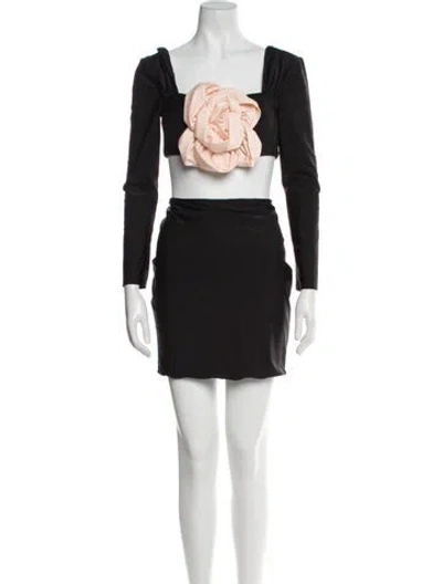 Pre-owned Portia And Scarlett Pleated Accents Skirt Set In Black