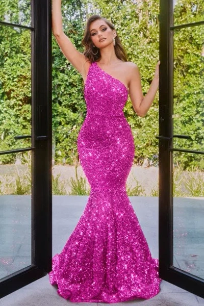 Portia And Scarlett Ps22350 Long Sequin Formal Prom Dress In Pink