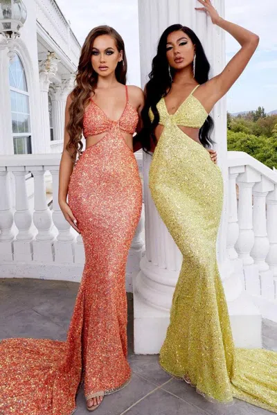 Portia And Scarlett Ps22442c Long Spaghetti Strap Prom Gown