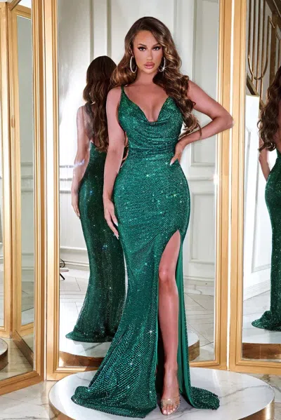 Portia And Scarlett Ps23254 Long Sleeveless Prom Dress In Green