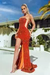 Portia And Scarlett Ps23408 Long Mermaid One Shoulder Prom Gown In Orange