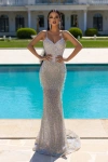 Portia And Scarlett Ps23713c Evening Beaded Long Prom Formal Dress In White