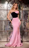 Portia And Scarlett Ps24043 Fitted Slit Long Formal Velvet Prom Dress In Multi