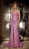 Portia And Scarlett Ps24056 Long Beaded Formal Mermaid Prom Dress In Pink