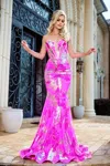 Portia And Scarlett Ps24317 Long Formal Sequined Mermaid Prom Dress In Multi