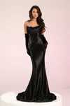 Portia And Scarlett Ps24410 Long Fitted Formal Beaded Prom Dress In Black