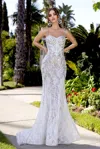 Portia And Scarlett Ps25150 Long Formal Beaded Lace Prom Dress In White