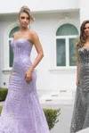 Portia And Scarlett Ps25154 Long Fitted Formal Corset Evening Prom Dress In Purple