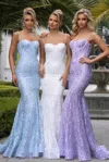 Portia And Scarlett Ps25156 Glitter Formal Long Fitted Corset Prom Dress In White