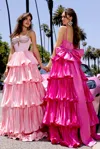 Portia And Scarlett Ps25165 Long Beaded Ball Gown Corset Prom Dress In Pink