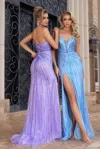 Portia And Scarlett Ps25167 Beaded Slit Long Formal Prom Dress In Purple