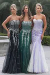 Portia And Scarlett Ps25169 Mermaid Long Formal Beaded Corset Prom Dress In Black