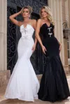 Portia And Scarlett Ps25177 Beaded Mermaid Long Formal Prom Dress In White
