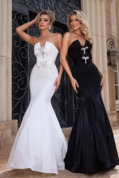 Portia And Scarlett Ps25177 Beaded Mermaid Long Formal Prom Dress In White
